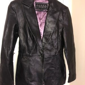 Siena Studio black leather blazer/jacket, size 4